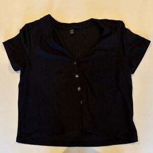 SHEIN Black Short Sleeve Button-Up Top